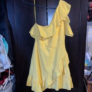 A New Day Yellow One-Shoulder Ruffle Dress